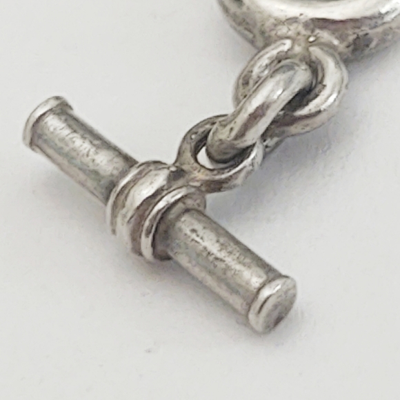Vintage Sterling Silver Round Link Toggle Bracelet - Picture 4 of 6